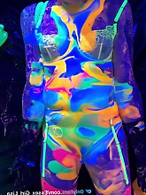 My submissive and I are enjoying UV slime that glows in the dark