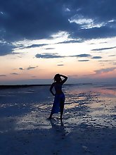 Sunset in light blue-gray tone Seminude